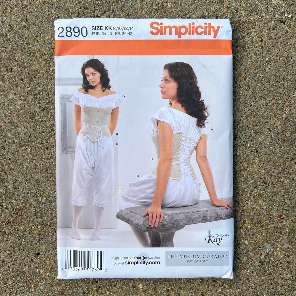Simplicity Size 8-14 Victorian Museum Drawers Chemise Corset Pattern #2890 Uncut